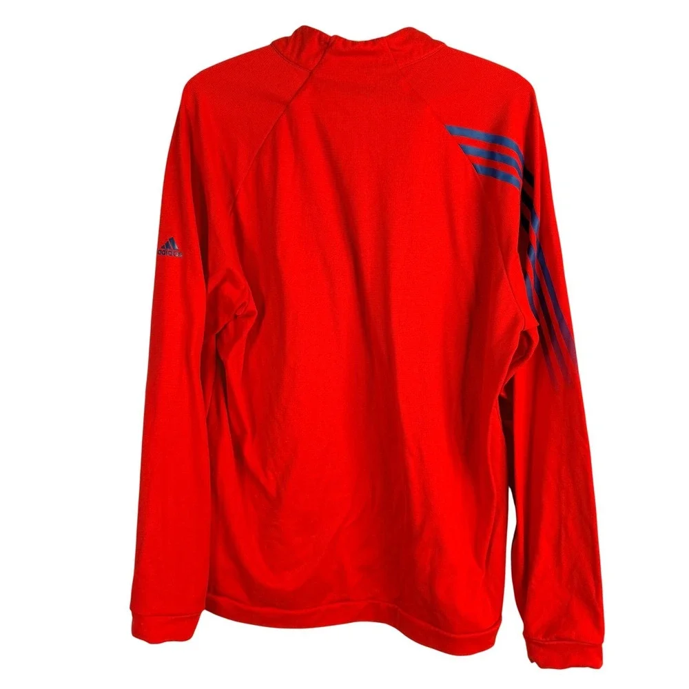 Adidas Mens‎ 1/4 Zip Golf Pullover Red Textured Activewear Sweatshirt L
